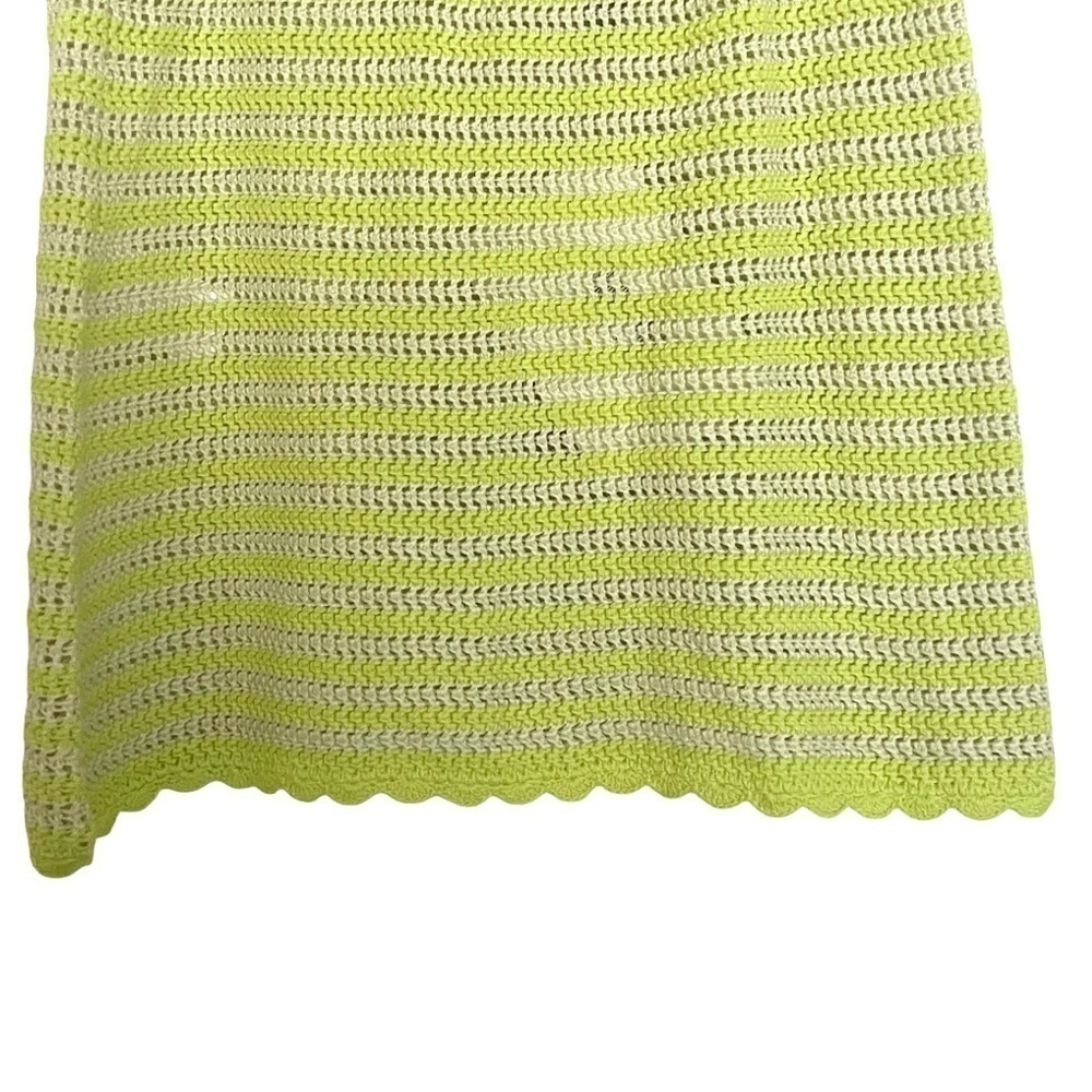 AlexaChung Lime Ivory Stripe Crochet Effect Mini Skirt NWT Small - Picture 5 of 12